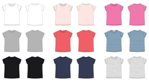 Childrens technical sketch tee shirt. T-shirt blank template vector illustrat Stock Illustration