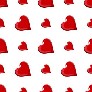 Childrens texture. Seamless background with cherries and hearts. Green leaves Stock Illustration
