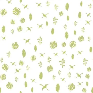 Childrens texture. Seamless pattern. Funny dinosaurs and leaves. Pastel colors. Stock Illustration