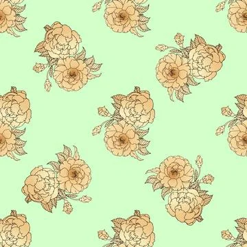 Childrens texture. Vector. Leaves and flowers seamless pattern. Trendy leaves in Stock Illustration