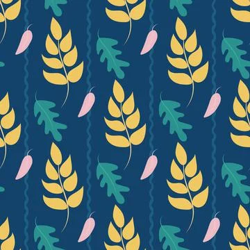 Childrens texture. Vector. Leaves seamless pattern. Soft pastel leaves in a Illustrazione stock