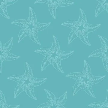 Childrens texture. Vector seamless pattern with starfish. Marine backgrounds Stock Illustration