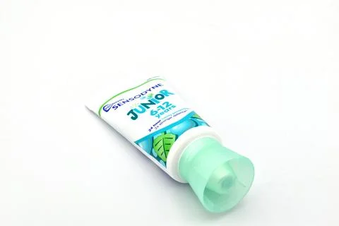 Children's toothpaste in a soft tube. Stock Photos