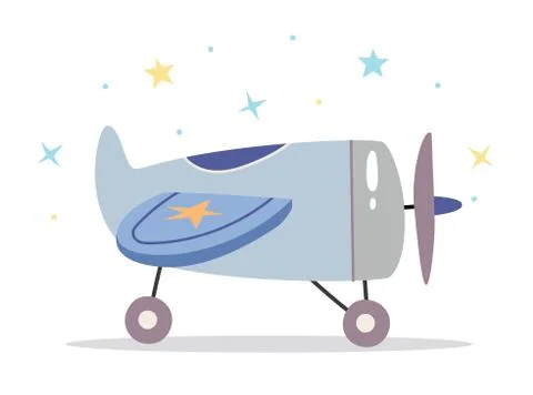 Children's toy airplane in Scandinavian retro style. Stock Illustration