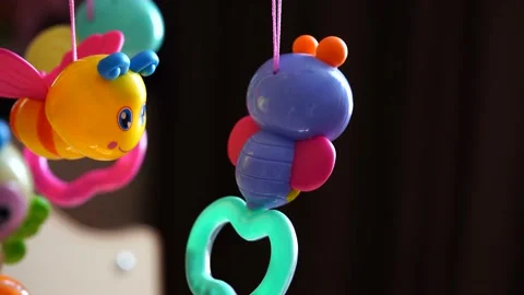 Children's toy. Carousel with bees and butterflies. Stock Footage 150477345