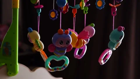 Children's toy. Carousel with bees and butterflies. Stock Footage 150477788