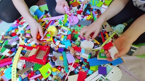 Children's toy constructor. Lots of colorful details. Stock Footage 274227045