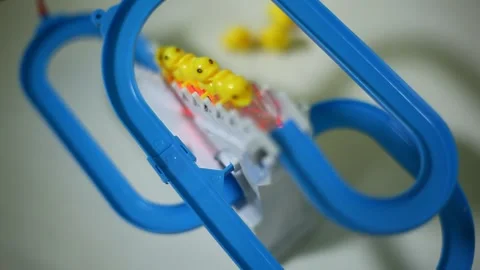 Children's toy ducks mechanical road yellow ducks Stock Footage 258671128