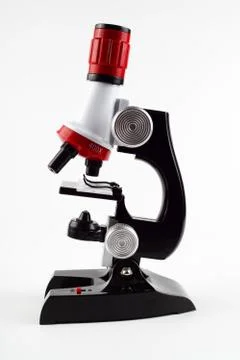 Children's toy microscope on a white background, isolate Foto stock