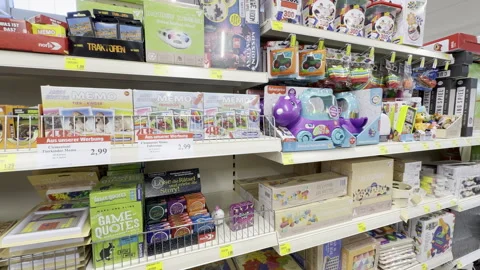 In the children's toy section of the discount store called Philipps in Stock Footage 332976487