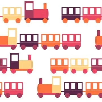 Children's Train Seamless Pattern Vector Illustration Stock Illustration