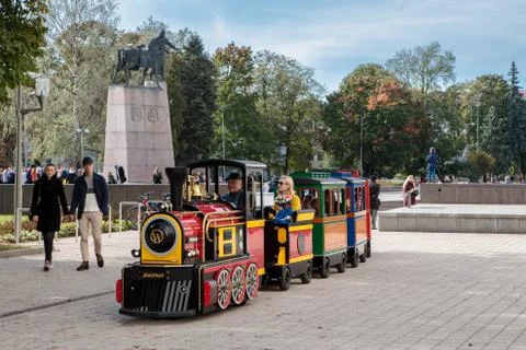 Children's train in Vilnius Foto stock