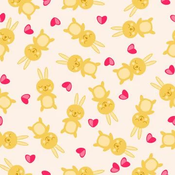 Children's vector hares with hearts pattern Stock Illustration