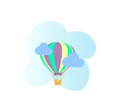 Children's vector illustration - balloon flight. Flat design vector icon ball Stock Illustration