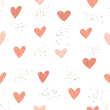 Children's vector seamless pattern with cute hearts. Illustrazione stock