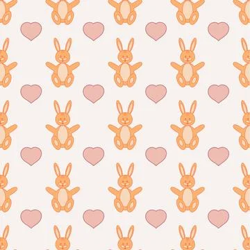 Children's vector seamless pattern. Hare with hearts Stockillustratie
