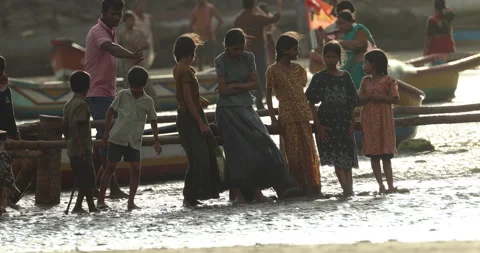 Children's watching in Beach Stock Footage 320356128