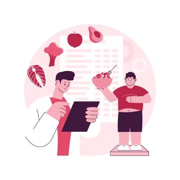 Childrens weight loss program abstract concept vector illustration. Stock Illustration