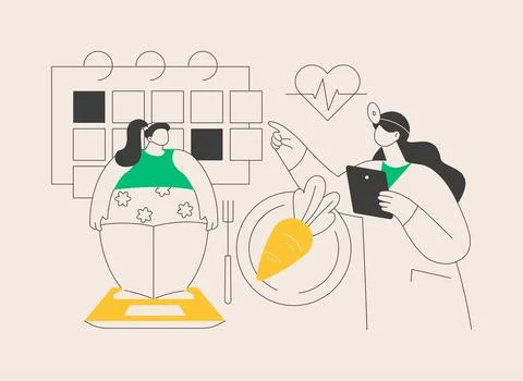 Childrens weight loss program abstract concept vector illustration. Stock Illustration