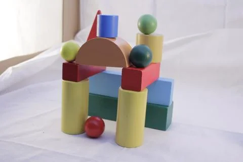 Children's wooden constructor. Stock Photos