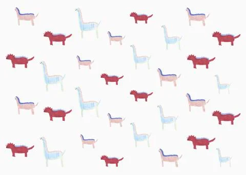 Childs drawing of dragon pattern on white background Stock Illustration