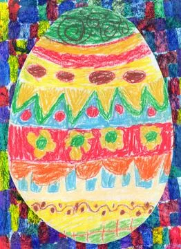 Child's drawing of an Easter egg Stock Illustration