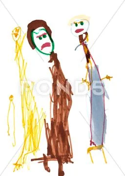 Child's drawing - family Stock Illustration