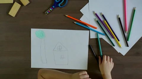 Child's drawing Stock Footage 68610566