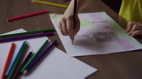 Child's drawing Stock Footage 68612737