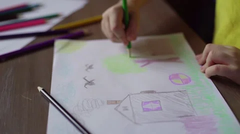 Child's drawing Stock Footage 68612776