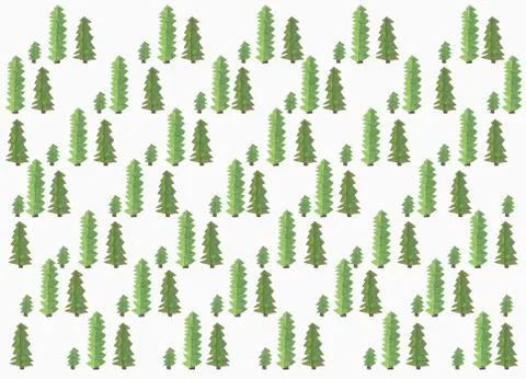 Childs drawing green tree pattern on white background 스톡 일러스트