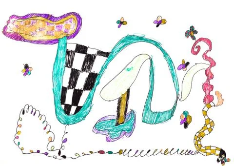 Child's drawing - serpentine pattern Stock Illustration
