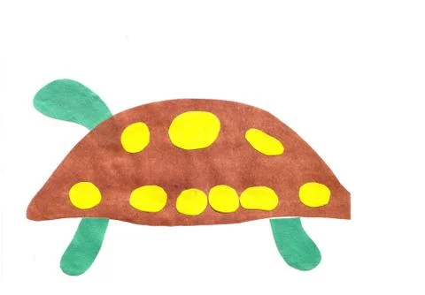 Child's drawing turtle on white background Stock Photos