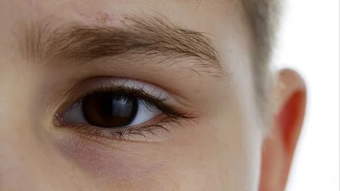 Child's eye macro on the white background. shot in Ultra HD 4k Stock Footage 95169717