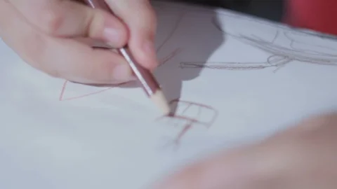 Child's Hand Drawing Stock Footage 93154007