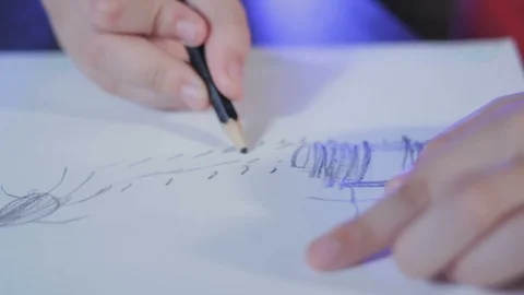 Child's Hand Drawing Stock Footage 93154494