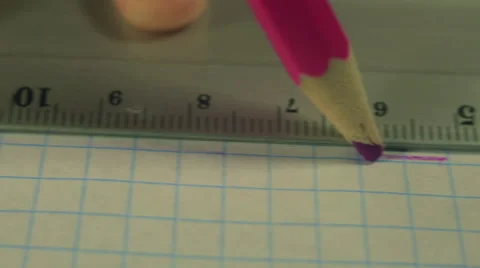 The childs hand draws the red line Stock Footage 47032076