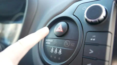 Child's hand presses the emergency stop button. Stock Footage 62653479