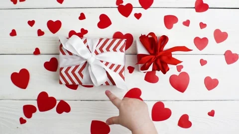 A child's hand takes the gift. Stock Footage 152078124