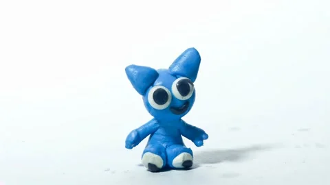 Child's handmade blue plasticine creature. Stock Footage 315245595