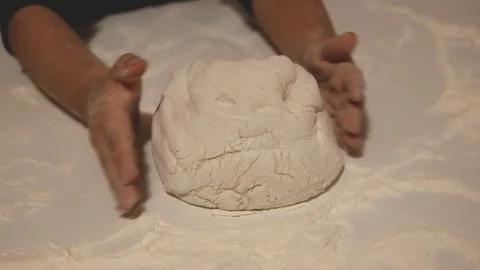 Child's hands are making pizza Stock Footage 80642381