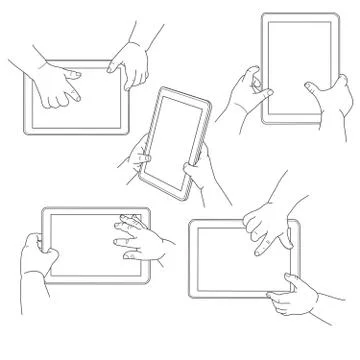 Child's hands holding a tablet, vector illustration Stock Illustration