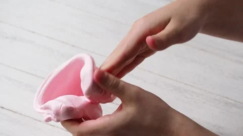 The Child's Hands Mince and Pull Slime. Stock Footage 170188804
