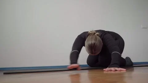 Child’s Pose Stretch for Lower Back Pain and Stress Relief Stock Footage 340544968