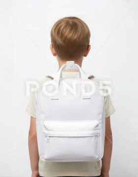 Child's school backpack mockup on white background PSDテンプレート
