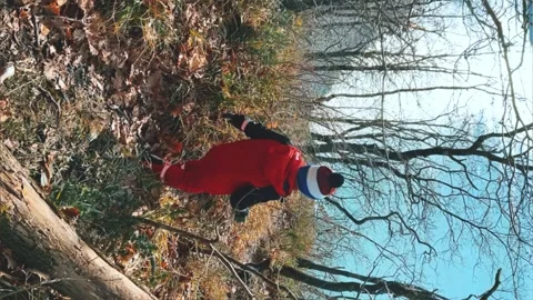 A child's walk through the subtropical forest on the Black Sea Stock Footage 253074312