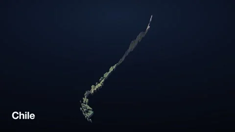 Chile 3D elevation relief map Stock Footage 340608039