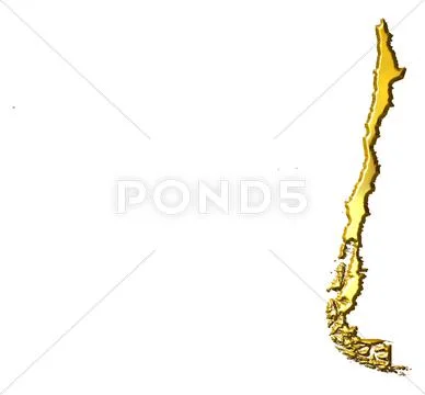 Chile 3d Golden Map Stock Illustration