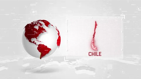 Chile 4K Tech Map Beside Globe On White Background. Stock Footage 341007778