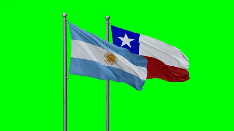 Chile and Argentina two flags Stock Footage 289632787